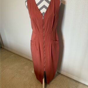 Forest Lily Elegant Rust Sleeveless Dress
